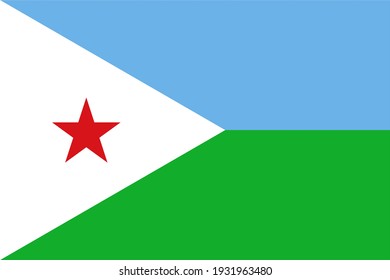 Vector flag of Djibouti. Accurate dimensions and official colors. Symbol of patriotism and freedom. This file is suitable for digital editing and printing of any size. svg