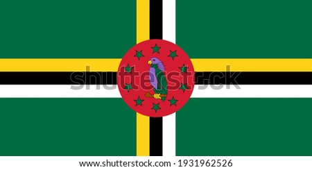 Vector flag of Dominica. Accurate dimensions and official colors. Symbol of patriotism and freedom. This file is suitable for digital editing and printing of any size.