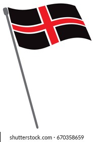 Vector Flag of Durham City of England - illustration of Durham county flag waving in the wind - Flag of Durham, UK