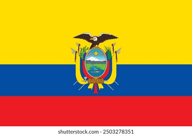 Vector flag of Ecuador. Accurate dimensions and official colors. This file is suitable for digital editing and printing of any size.