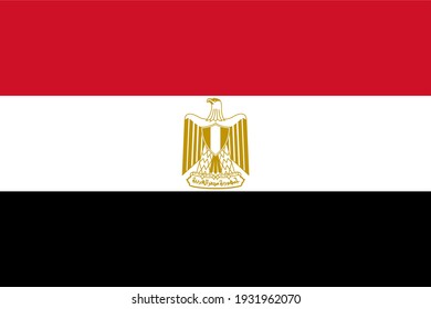 Vector flag of Egypt. Accurate dimensions and official colors. Symbol of patriotism and freedom. This file is suitable for digital editing and printing of any size.