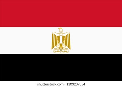 Vector flag of Egypt. Proportion 2:3. Egyptian national tricolour flag. Tricolor.