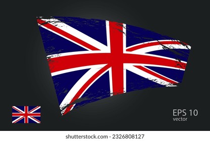 Vector flag of England, illustration. Brush paint stroke trail view with flat vector flag.
