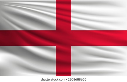 Vector flag of England waving closeup style background illustration.