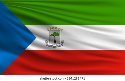Vector flag of Equatorial Guinea waving closeup style background illustration.