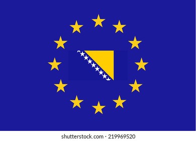 Vector Flag Of EU With Bosnia & Herzegovina