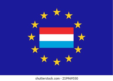 Vector flag of EU with Luxembourg