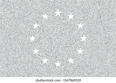 Vector flag of Europe. Dotted gray silhouette. Dots are arranged randomly