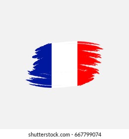 Vector flag of France. 14 July Vector illustration for French National day, Bastille Day. France flag in trendy grunge style.Design template for poster, banner, flayer,web, greeting, invitation cards.