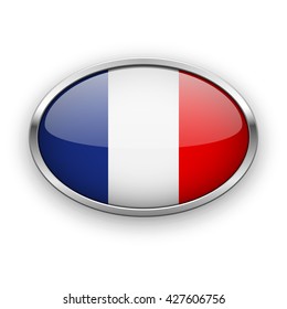 Vector flag of France in a silver frame