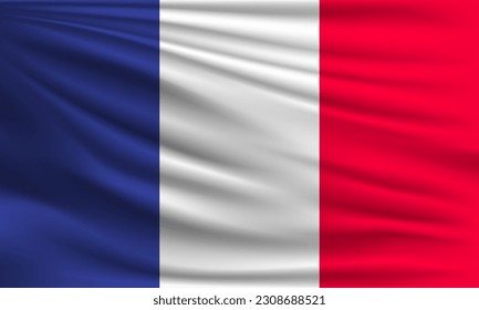 Vector flag of France waving closeup style background illustration.