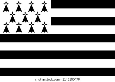 Vector flag of French Brittany region. Brittany province in France flag. 