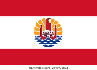 Vector flag of French Polynesia, an overseas collectivity of France in South Pacific Ocean. Accurate dimensions and official colors. This file is suitable for digital editing and printing of any size.