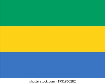 Vector flag of Gabon. Accurate dimensions and official colors. Symbol of patriotism and freedom. This file is suitable for digital editing and printing of any size.