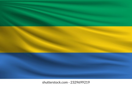 Vector flag of Gabon waving closeup style background illustration.