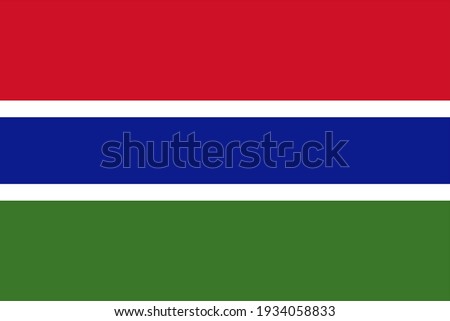 Vector flag of Gambia. Accurate dimensions and official colors. Symbol of patriotism and freedom. This file is suitable for digital editing and printing of any size.