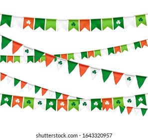 vector flag garland for st. patrick's day on white background