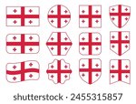 Vector Flag of Georgia in modern abstract shapes, waving, badge, design template