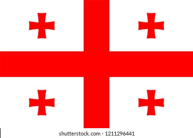 Vector flag of Georgia. Proportion 2:3. The national flag of Georgia. Five Cross Flag.