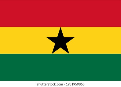 Vector flag of Ghana. Accurate dimensions and official colors. Symbol of patriotism and freedom. This file is suitable for digital editing and printing of any size.