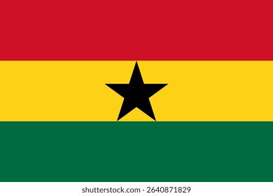 Vector flag of Ghana, a country in West Africa. Accurate dimensions and official colors. This file is suitable for digital editing and printing of any size.