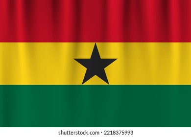 Vector flag of Ghana. Ghana waving flag background.