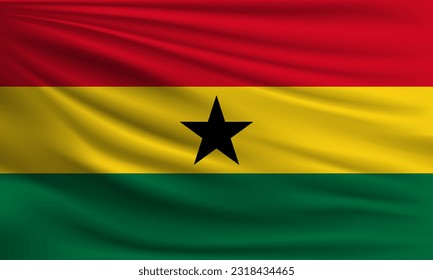 Vector flag of Ghana waving closeup style background illustration.
