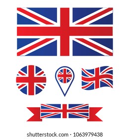 vector flag of Great Britain. Collection of flags