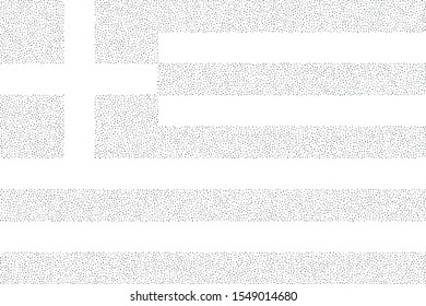 Vector flag of Greece. Dotted gray silhouette. Dots are arranged randomly
