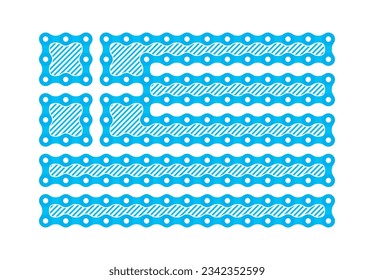 Vector flag of the Greece formed by a bicycle chain. Isolated on white background