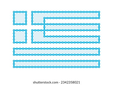 Vector flag of the Greece formed by a bicycle chain. Isolated on white background