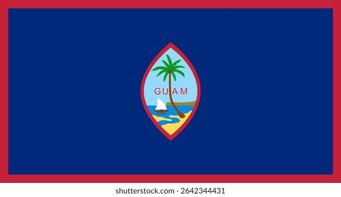 Bandeira vetorial de Guam, território insular dos EUA na Micronésia. Dimensões precisas e cores oficiais. Este arquivo é adequado para edição e impressão digital de qualquer tamanho.