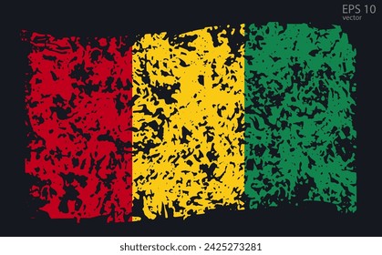 Vector flag of Guinea. Vector illustration with cracks and abrasions.