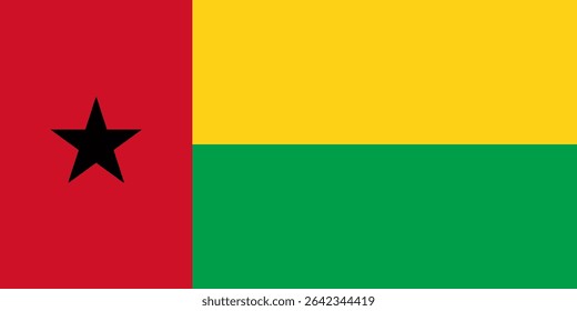 Vector flag of Guinea-Bissau, a country in West Africa. Accurate dimensions and official colors. This file is suitable for digital editing and printing of any size.