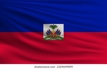 Bandera vector de Haití ondeando una ilustración de fondo estilo closeup.