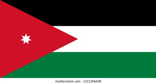Vector flag of the Hashemite Kingdom of Jordan. Proportion 1:2. The national flag of Jordan.