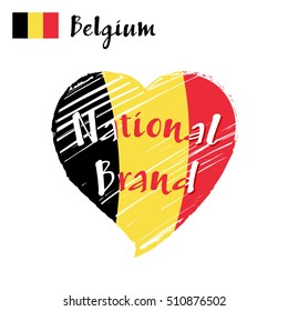 Vector flag heart of Belgium, National Brand.
Belgium flag in shape of heart, pencil strokes drawing.