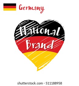 Vector flag heart of Germany, National Brand.
Germany flag in shape of heart, pencil strokes drawing.