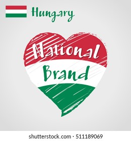Vector flag heart of Hungary, National Brand.
Hungary flag in shape of heart, pencil strokes drawing.