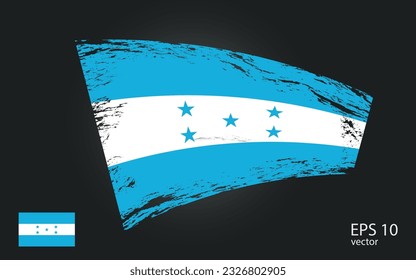 Vector flag of Honduras, illustration. Brush paint stroke trail view with flat vector flag.
