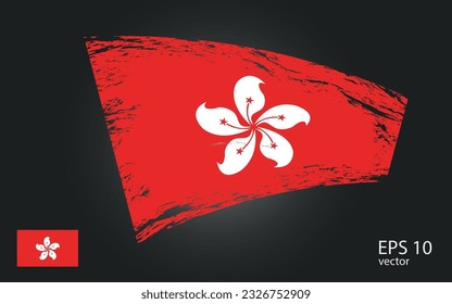 Vector flag of Hong Kong, illustration.
. Brush paint stroke trail view.
