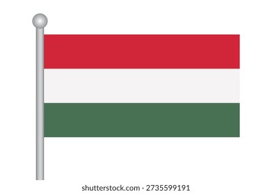 Vector Flag of Hungary with a flagpole