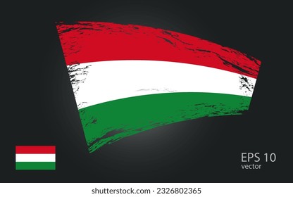 Bandera vectorial de Hungría, ilustración. Vista de trazo de trazo de pincel con indicador vectorial plano.
