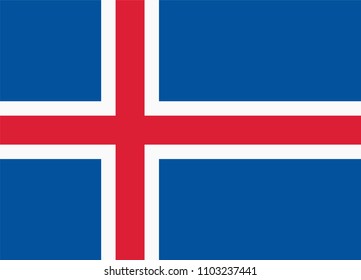 Vector flag of Iceland. Proportion 18:25. Icelandic national nordic or scandinavian cross flag.