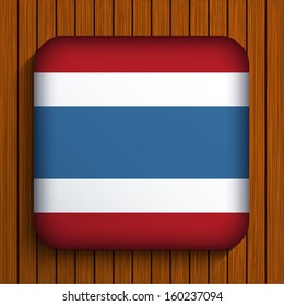 Vector flag icon on wooden background. Eps10