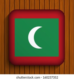 Vector flag icon on wooden background. Eps10