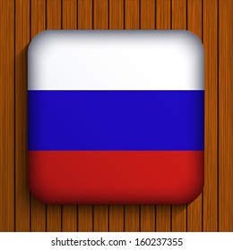 Vector flag icon on wooden background. Eps10