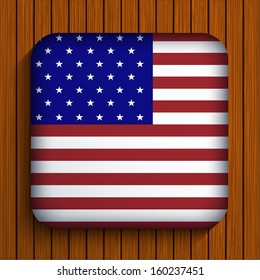 Vector flag icon on wooden background. Eps10