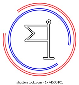 vector Flag illustration - Flag element isolated, vector flag symbol. Thin line pictogram - outline editable stroke