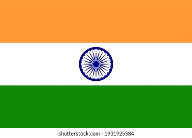Vector flag of India. Accurate dimensions and official colors. Symbol of patriotism and freedom. This file is suitable for digital editing and printing of any size.